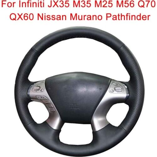 Car Steering Wheel Cover For Infiniti JX35 M35 M25 M56 Q70 QX60 Nissan Murano Pathfinder Leather Braid For Steering Wheel