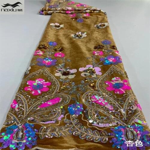 Madison 2021 Sequins Mess Lace Fabrics African Nigerian Mesh Lace Fabric for Wedding Velvet Lace Fabrics with Sequins