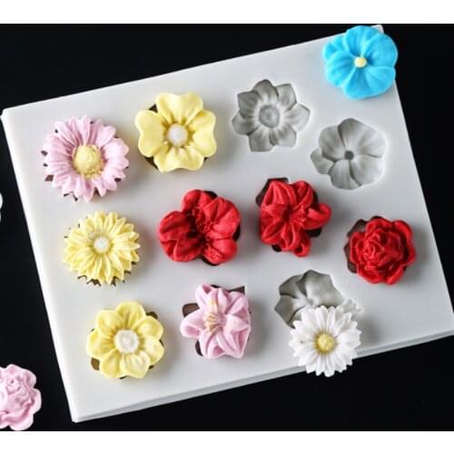 Small Fower & Daisy Moulds Fondant Cakes Decor Tools Silicone Molds Sugarcrafts Chocolate Baking Tools For Cakes Gumpaste Form