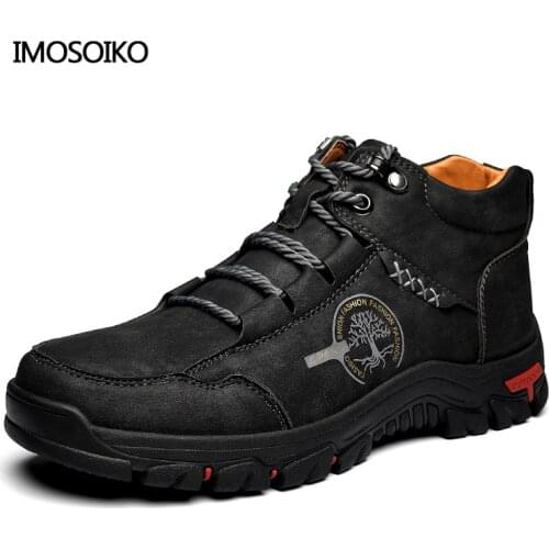 Mens Shoes Autumn Non-Slip Comfortable Outdoor Hiking Ankle Boots Handmade Soft Sole Casual Loafers Retro Leather Shoes 48