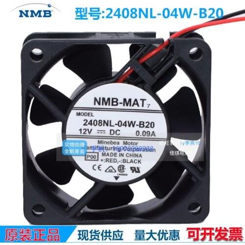 NMB-MAT 2408NL-04W-B20 DC 12V 0.09A 60x60x20mm Server Cooling Fan