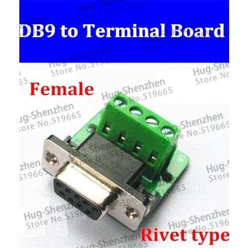 Wholesale Riveting type 10 pcs female DB9 Serial Port to terminal RS232 to RS485 Terminals breakout board pin 1/2/5/6