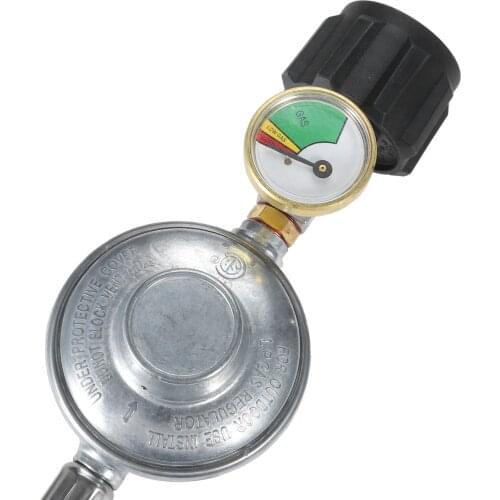 Dophee 1pc 5ft Braided Propane Regulator Hose with Gauge for Burner Stove, Gas Water Heater, Forced Air Heater, Burner Stove