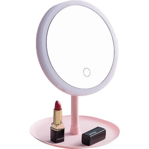 Hot Rechargeable Household Makeup Mirror with Lamp LED Touch Screen Desktop Dimmable Fill Light Makeup Beauty Mirror