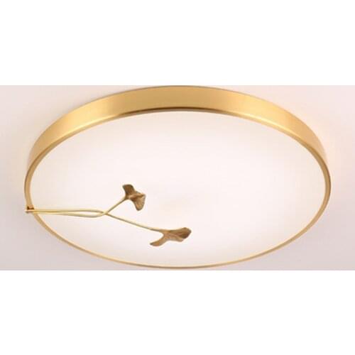 Ceiling Lamp Led New Chinese Style 2021 New Living Room Bedroom Dining Room Study Home Decoration Round Copper Ceiling Light