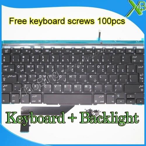 Brand New Arab Arabic keyboard+Backlight Backlit+100pcs keyboard screws For MacBook Pro Retina 15.4" A1398 2013-2015 Years