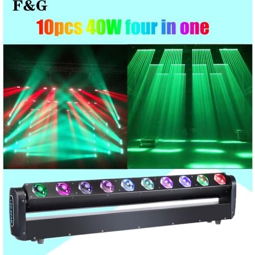 10X40W Rgbw 4In1 Led Enkele Controle Moving Head Scan Licht Dmx512 Dj Mobiele Verlichting Voor Bar Party Ktv Home Bruiloft effec