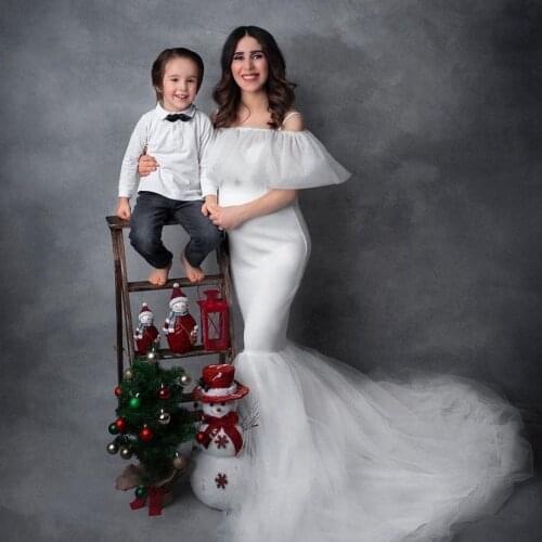 Unique White Tulle Ruffles Mermaid Maternity Robes To Photography Elegant Pregnant Women Dress Custom Mde Plus Size