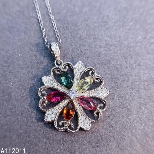 KJJEAXCMY Fine Jewelry 925 Sterling Silver inlaid Natural gemstone tourmaline Female Pendant elegant Support test hot selling