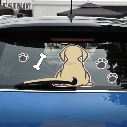 10 x Funny Creative Cartoon Animal Car Stickers Lovely Dog Car Rear Window Wiper Decal Car Accessories Decal Pattern Vinyl