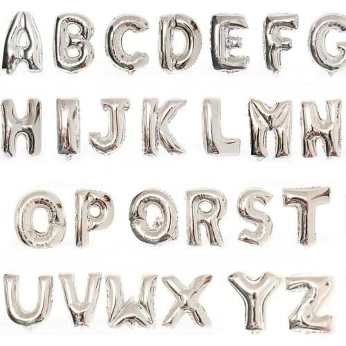16 inch Silver A--Z Optional Letter Balloon Aluminum Foil Helium Balloons Birthday Wedding Party Decoration Celebration Supplies