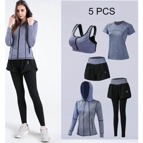 2/3/4/5Pcs women Sports Yoga Set Tracksuit Athletic High Waist Leggings Outfit Women Workout Sportswear Gyms Crop Top Sports