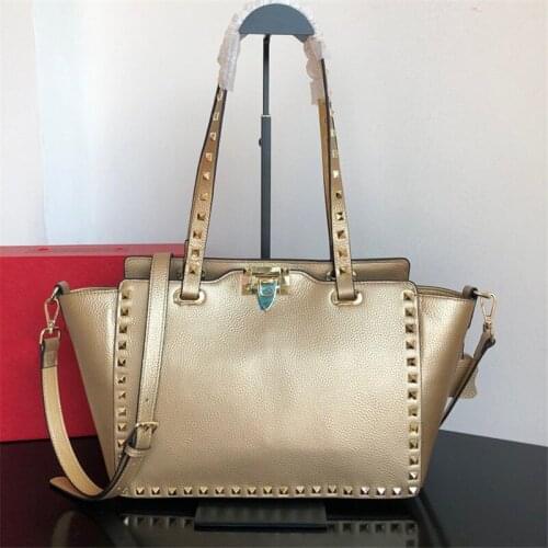 2021 Fashion Designer Casual Tote Bag Women High Quality Genuine Leather Shoulder Bag Lady Luxury Rivet Handbag