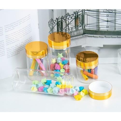 24Pcs 50ml 80ml 100ml 150ml Hyaline Glass Container have Screw Plastic Cap with Golden Tangent Simple Cute Reusable Craft Vials