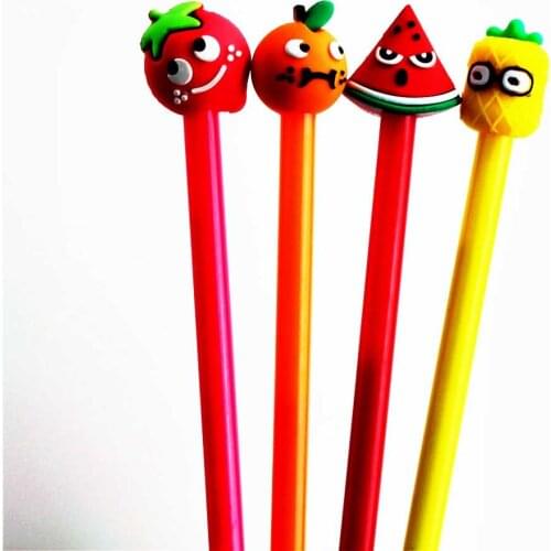 4pcs/ A Set Kawaii cartoon Cheap and affordable fruit gel pen learning refill pen Stationery office for school 2020
