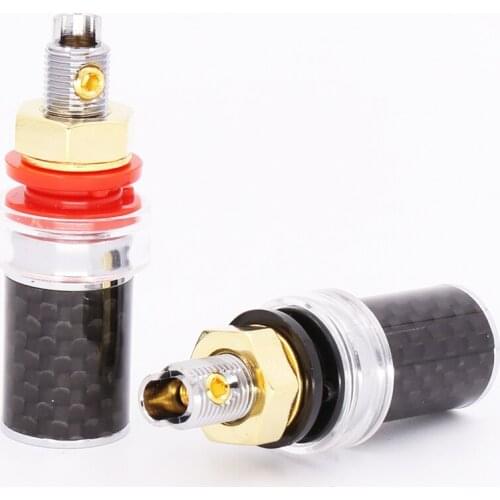 4PCS High Quality Carbon Fiber Rhodium Plated Binding Post Speaker Amplifier Terminal Binding Post HI END Grade