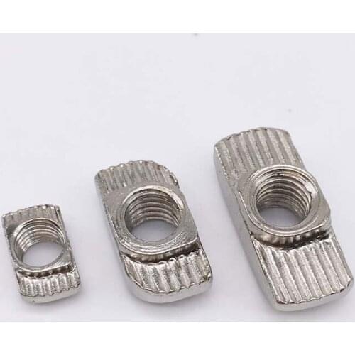 50 Pcs T Nut Hammer Nut Carbon Steel Nickel Plated T Fastener Sliding Nut Connector Aluminum Profile 20/30/40/45-M3/M4/M5/M6/M8