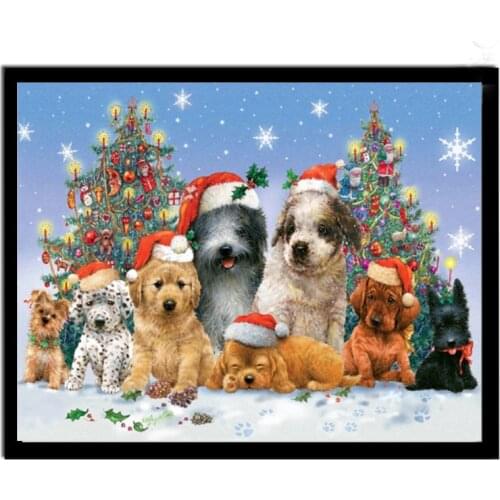 5D Diy Diamond Painting Christmas Dog Cross Stitch Kits Full Embroidery Mosaic Picture Of Rhinestone Wedding Decoration