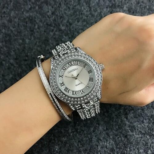 CONTENA Top Brand Full Diamond Watch Shiny Rhinestone Watch Women Watches Luxury Full Steel Womens Watches Ladies Clock saat