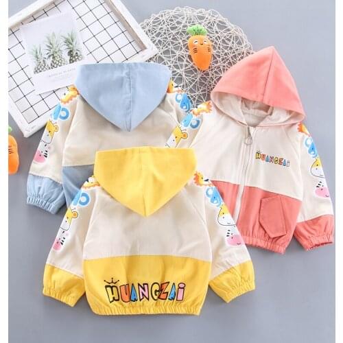 Baby Boys Girls Jackets New 2021 Spring Autumn Children Cartoon Cotton Jackets Sport Fashion Kids Hooded Coats Child Outerwear