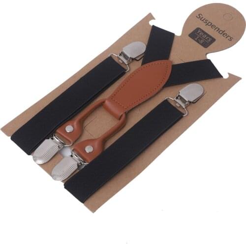 Ring Bear Wear British Style Children Suspenders With Bow Tie Gray Kids Suspenders Solid Wedding Braces For Children 65cm*2.5