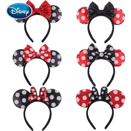 Disney 1pcs cute show party Mickey headband cartoon sequin Minnie headband birthday bow Mickey mouse headband headwear