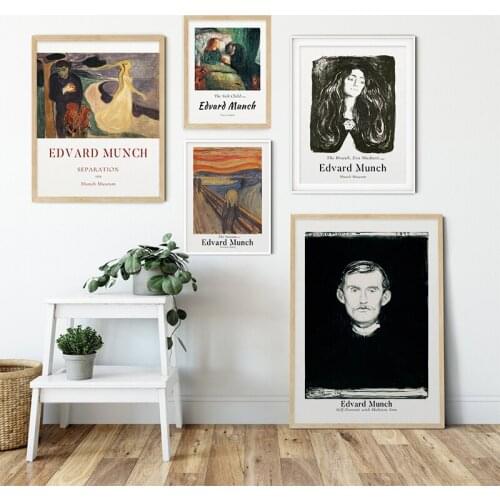 Edvard Munch Classical The Scream Canvas Painting Art Print Exhibition Museum Poster Wall Picture for Living Room Home Decor