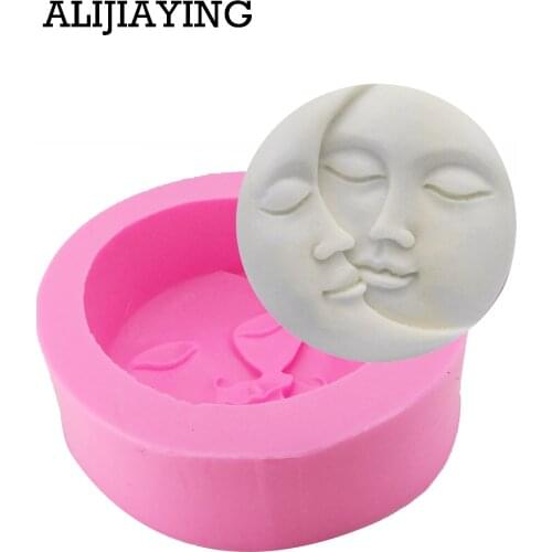 M0751 Moon Sun Face Soap Mold candle Mould Cake Tools Flexible Silicone Mold For Candy Chocolate Cake Mould