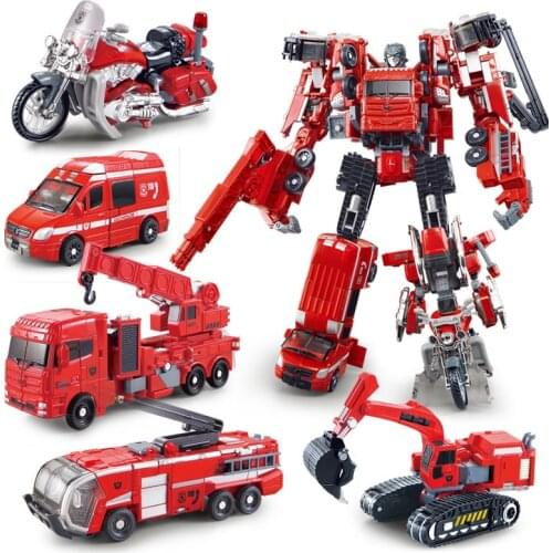 Weijiang 5 In 1 Transformation Toy Plastic and Matel Model Anime Figure Engineering Car Brinquedos Toy For Kid Birthday Gift Toy