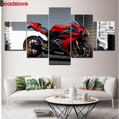 5 Piece red Race mobike diamond painting sale 5d diy diamond mosaicfull square round diamond embroidery Motorcycle Picture