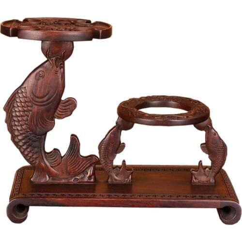 Classic Red Wood Wine Racks Countertop With Glass Holder