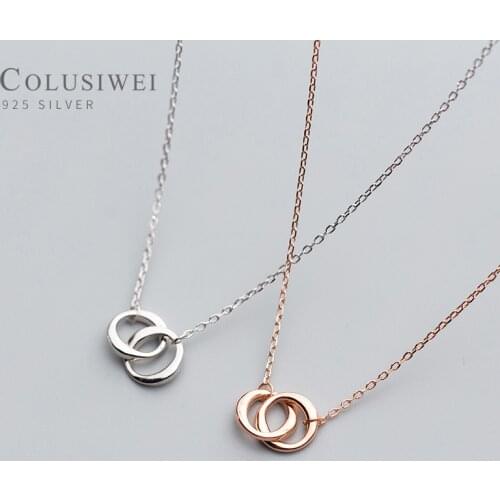 Colusiwei Classic 925 Sterling Silver Circle Round Interlock Pendant Necklace for Women Adjustable Necklace Fine Jewelry Bijoux
