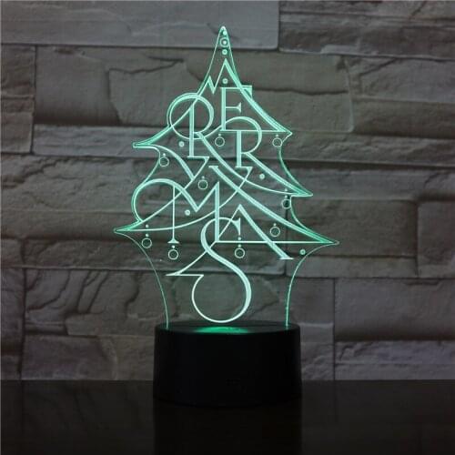 Creative 3D Christmas Tree Small Night Light 7 Colors Change LED Atmosphere Desk Lamp Christmas Bedroom Home Decor