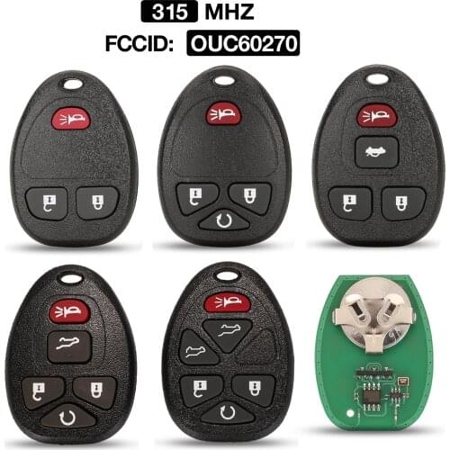 Kutery 315Mhz OUC60270/OUC60221 5/6 Buttons Remote Control Keyless Entry Car Key Fob for Buick Chevrolet Cadillac GMC Saturn