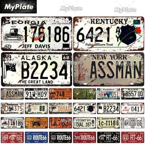 License Plate Metal Poster Bar Furniture Plates Panels Metal Borden Vintage Decor Man Cave Decoration Personalized Plate