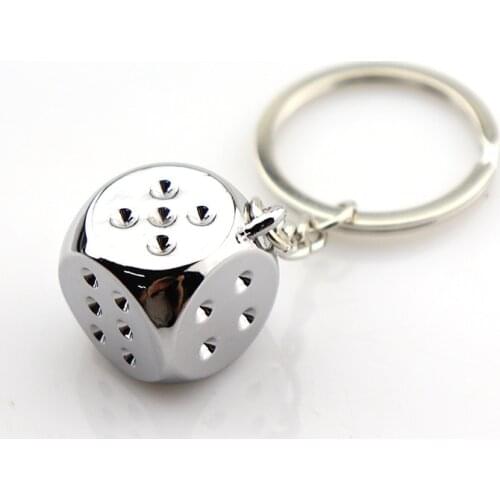 Trendy Women Men Entertainment Mahjong Dice Keychain Cute Solid Geometry Model Toy Keyring Metal Square Pendant Auto Key Charms