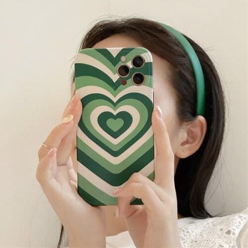Soft Silicone Green Phone Case Cover for IPhone 6 6S 7 8 Plus SE2020 X XS XR 11 12 MINI PRO MAX Latte Love Coffee Heart Coque