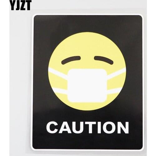 YJZT 11.7CM×14.3CM Caution Decal Please Wear Mask PVC Car Sticker 12C-0097