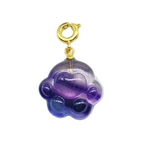 Natural Fluorite Stone Carving Crafts Crystal Mini Cat Paw For Gift Pendant