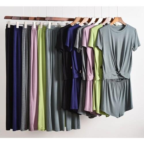 Fdfklak 2020 New Women Pajamas Suits Modal Home Sleepwear Short Sleeve Pyjamas Set Comfortable Girl Summer Pink Nightwear