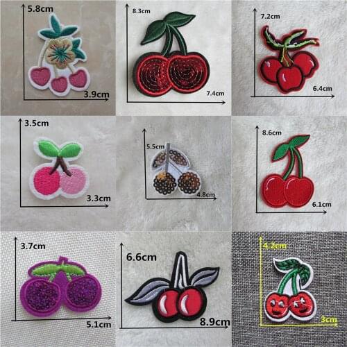 New arrive cherry for Clothing Iron On Embroidered Appliques stickers DIY Apparel Accessories Patch For Clothing Stripes Badges