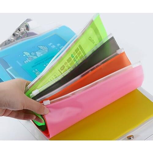 A5/A6 Binder Pockets PVC Binder Loose Leaf Bag Colorful Zipper Folders For 6-Ring Notebook Binder Pouch Document Filing Bags