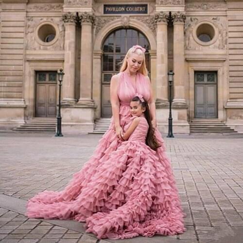 Photoshoot Flower Girl Dress For Wedding 2 Pieces Mother With Daughter Dresses Pink Sweetie Sleeveless платья знаменитостей