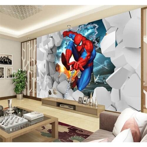 Custom Mural Wallpaper 3D Stereo Cartoon Spider Childrens Room Mural Bedroom Modern Living Room TV Background Photo Wallpaper