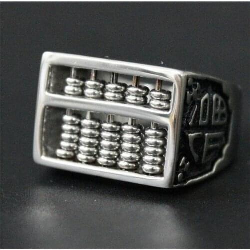 Drop Ship Size 7-13 Activities Bead Abacus Ring 316L Stainless Steel Man Chinese Special Lucky Ring