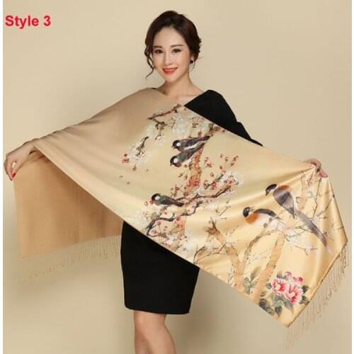 Silk scarf Silk Satin Long Scarf Luxury Brand Women Double Side satin shawl Female high Quality Print hijab foulard winter sc