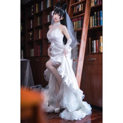 Azur Lane IJN Atago wedding dress cosplay costume white dress female custom made/size