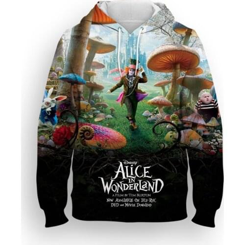 3D Printed Cartoon Anime Alice in Wonderlan Boy Girl Children Hoodie Oversize Fashion Casual Men Woman Sweatshirt