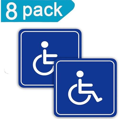 Convient And Usefull Disabled Wheelchair Symbol Sticker 8 Pack 3 Inch Self-Adhesive Blue With White Easy To Peel Or Stick