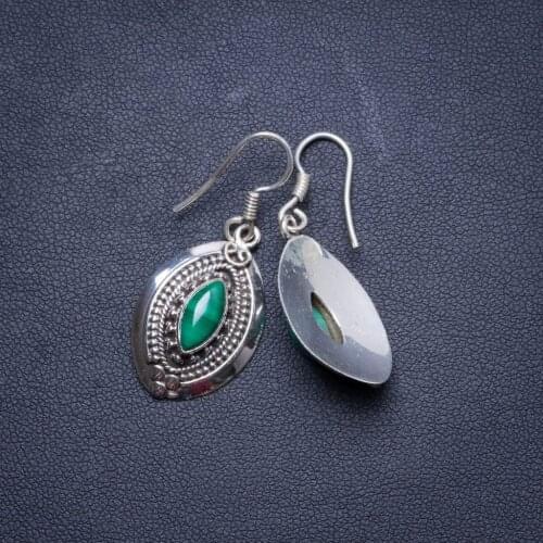 Natural Malachite Handmade Unique 925 Sterling Silver Earrings 1.5" X4141